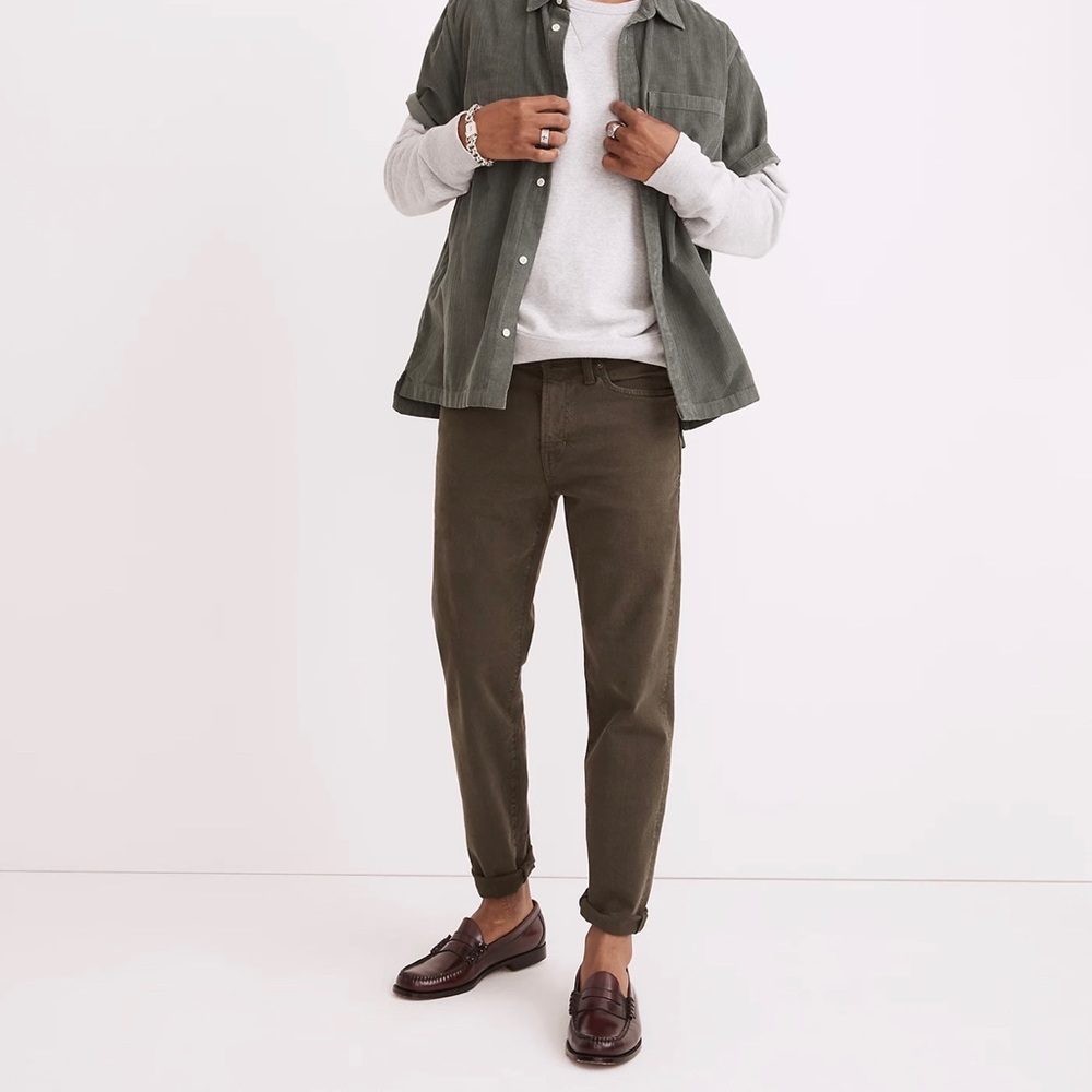 Garment-Dyed Relaxed Taper Jeans Madewell Men’s Green 33/30 Brand New